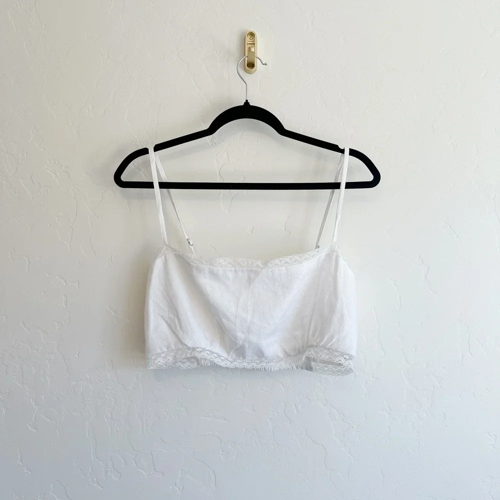 Reformation | Violet 100% Linen Crop‎ Top & Wide Leg Pant Two Piece Set White